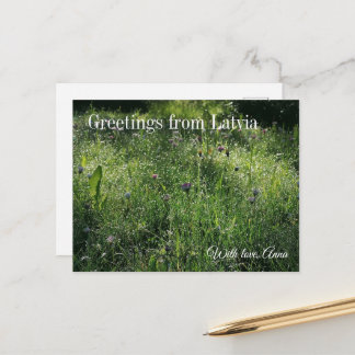 Custom Greetings from Latvia Wildflower Photograph Briefkaart