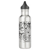 Custom Grey Abstract Swirly Pattern Personalised Waterfles (Links)