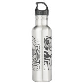 Custom Grey Abstract Swirly Pattern Personalised Waterfles (Achterkant)