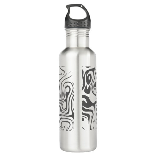 Custom Grey Abstract Swirly Pattern Personalised Waterfles (Achterkant)