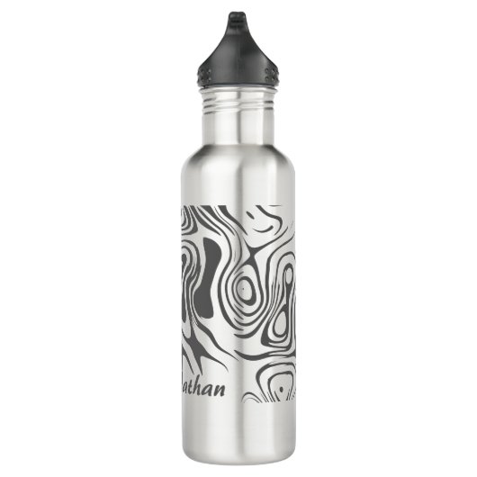 Custom Grey Abstract Swirly Pattern Personalised Waterfles (Rechts)