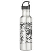 Custom Grey Abstract Swirly Pattern Personalised Waterfles (Voorkant)