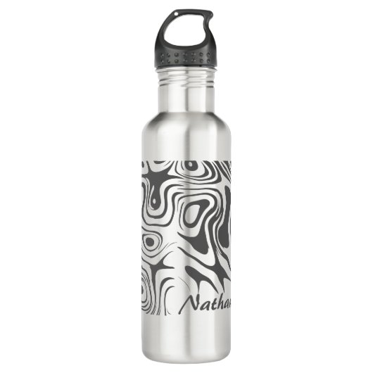Custom Grey Abstract Swirly Pattern Personalised Waterfles (Voorkant)