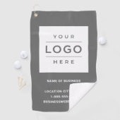 Custom Grey Business Logo Company Branded Golfhanddoek (Insitu)