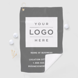 Custom Grey Business Logo Company Branded Golfhanddoek