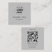 Custom Grey Business Logo QR Code Dank u Kortingskaartje (Voorkant / Achterkant)