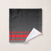 Custom grey gradient Red stripes Sporty style Bad Handdoek (Wasdoekje)