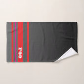 Custom grey gradient Red stripes Sporty style Bad Handdoek (Handdoek)