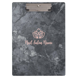Custom Grey Marbel Nail Salon Clipboard with Logo  Klembord