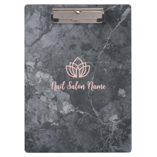 Custom Grey Marbel Nail Salon Clipboard with Logo  Klembord (Voorkant)