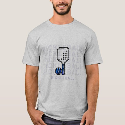 Custom Grey Pickleball Voeg naam toe Graphic T-shi T-shirt (Voorkant)