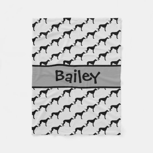 Custom Greyhound Dog Silhouette Fleece Deken (Voorkant)