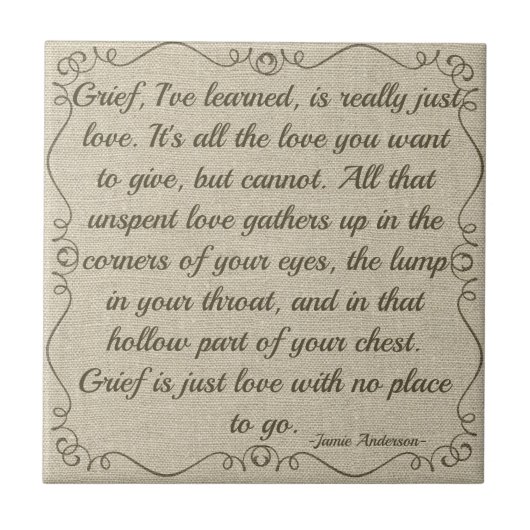 Custom Grief is Love Quote Tegeltje (Voorkant)