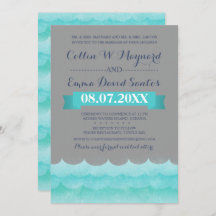 Custom grijs bij Zee nautische bruiloft uitnodigin