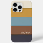 Custom Grijs Blauw Bruin Mosterd Gele Strepen Case-Mate iPhone Case (Achterkant)