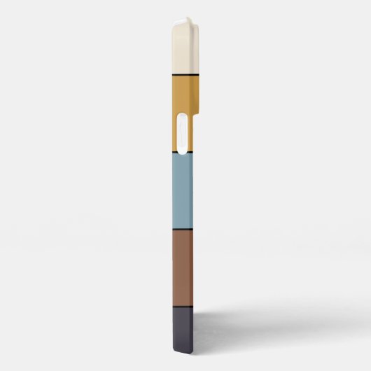 Custom Grijs Blauw Bruin Mosterd Gele Strepen iPhone Hoesje (Rechterkant)