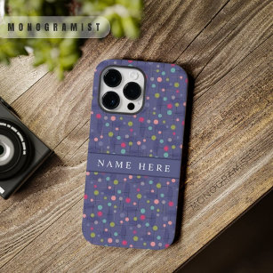 Custom Grijs Blauw Violet Paarse Polka Dot Design Case-Mate iPhone 14 Pro Max Hoesje