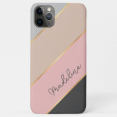 Custom Grijs Pastel Koraal Blush Peach Roze Strepe Case-Mate iPhone Case (Achterkant)