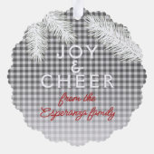 Custom grijs wit geruite gingham patroon ornament kaart (Achterkant)