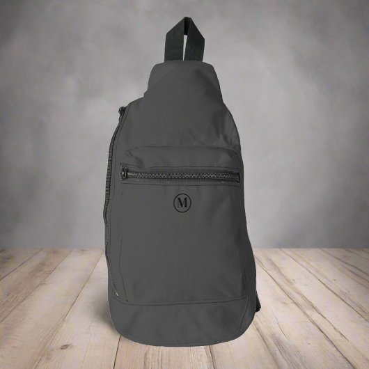 Custom Grijs Zwart Goud Initiaal Monogram Stijlvol Sling Bag