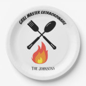 Custom Grill Master Buitengewone grappige geschenk Papieren Bordje (Voorkant)
