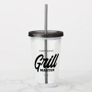 Custom Grill Master tumbler cup voor BBQ chef Acryl Drinkbeker