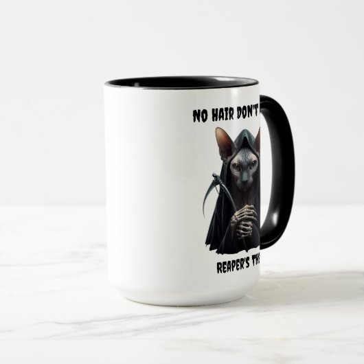 Custom Grim Reaper Sphynx Cat No Hair Don't Care  Mok (Voorkant rechts)