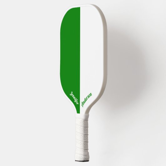 Custom Groen en Wit Pickleball Paddle (Links)