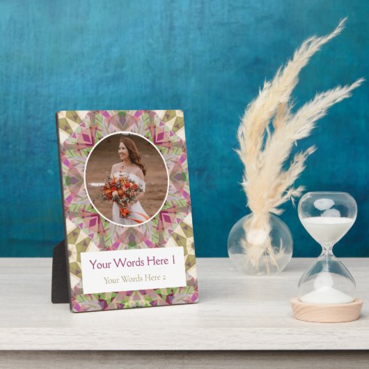 Custom Groen Roze Paarse Sterren bruiloft Jubileum Fotoplaat (Zijkant)