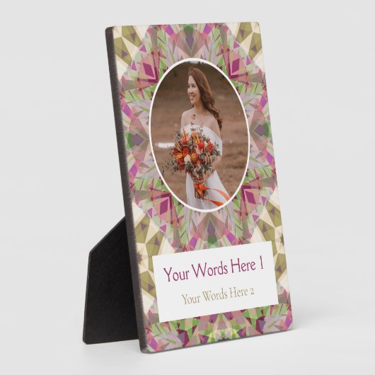 Custom Groen Roze Paarse Sterren bruiloft Jubileum Fotoplaat (Zijkant)