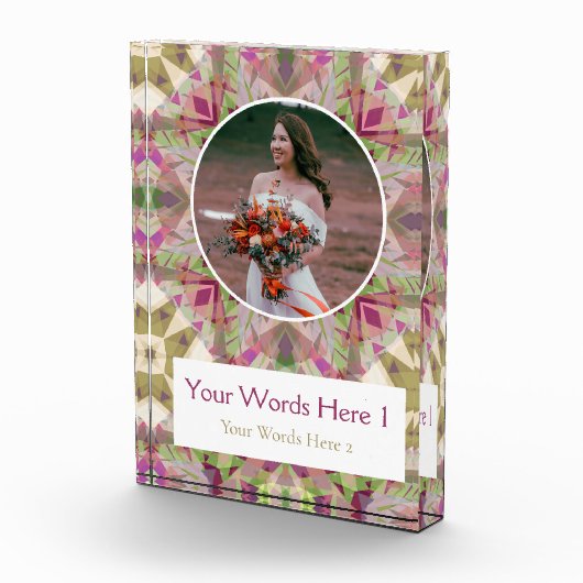 Custom Groen Roze Paarse Sterren Wedding Pas getro Fotoblokken (Rechts)