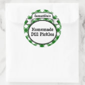 Custom Groene Gingham Pickle Jar/Lid Label (Tas)