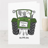 Custom Groene Tractor Land Schuur Rustieke Bruilof Kaart (Voorkant)