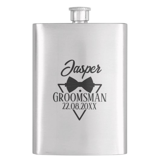 Custom Groomsman Name Bow Tie Wedding Party Gift Flacon (Voorkant)