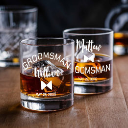 Custom Groomsman whisky glas set van 2