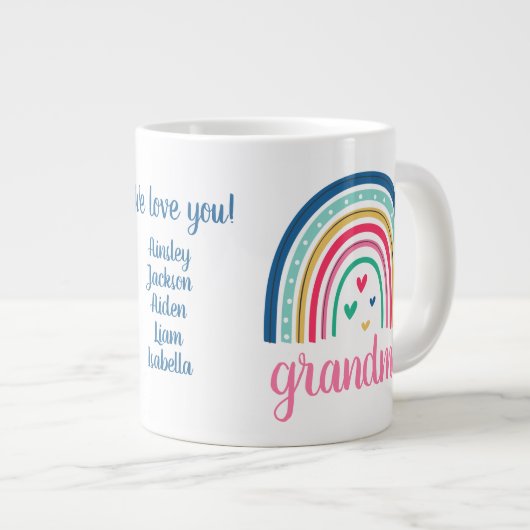 Custom Grootmoeder Rainbow Grote Koffiekop (Voorkant rechts)