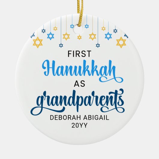 Custom GROOTOUDERS EERSTE HANUKKAH Keramisch Ornament (Voorkant)