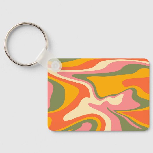Custom Groovy Liquified Marble Retro 60s Sleutelhanger (Achterkant)