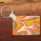 Custom Groovy Liquified Marble Retro 60s  Sleutelhanger (Achterkant)