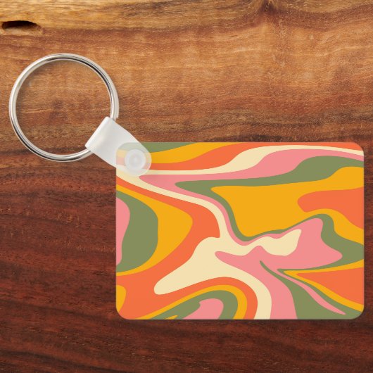 Custom Groovy Liquified Marble Retro 60s  Sleutelhanger (Achterkant)