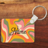 Custom Groovy Liquified Marble Retro 60s  Sleutelhanger (Voorkant)