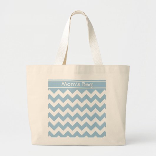 Custom Grote Canvas tas, Blauwe en Witte Chevrons Grote Tote Bag (Voorkant)