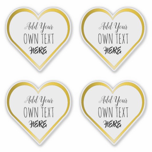 Custom Grote Clear Gold Heart Stickers (Voorkant)