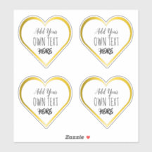 Custom Grote Clear Gold Heart Stickers