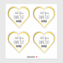 Custom Grote Clear Gold Heart Stickers