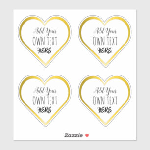 Custom Grote Clear Gold Heart Stickers
