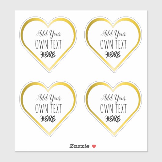 Custom Grote Clear Gold Heart Stickers (Vel)