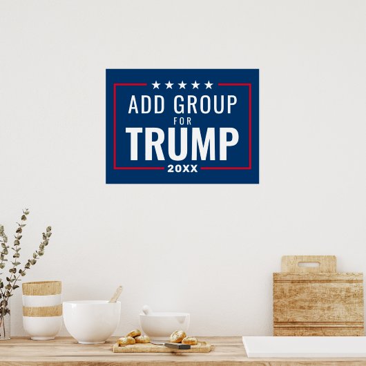 Custom Group voor Trump 2024 - rood wit blauw Poster (Keuken)