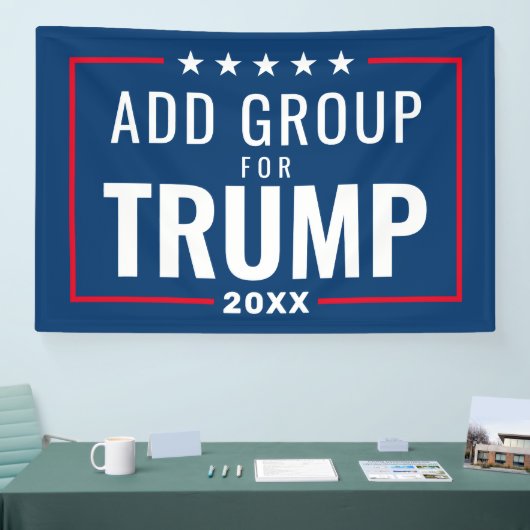 Custom Group voor Trump 2024 - rood wit blauw Spandoek (Beurs)