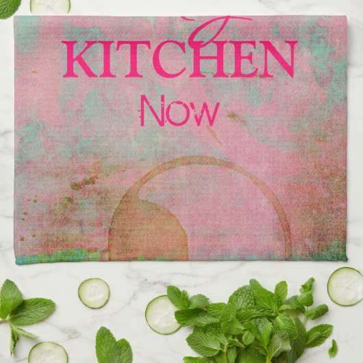 Custom Grunge roze keukenhanddoek (Gevouwen)